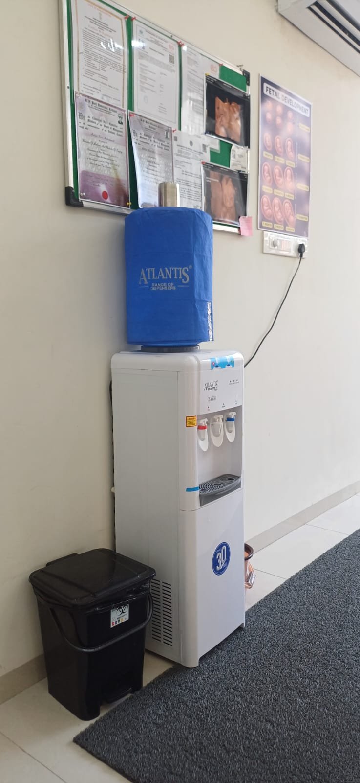 Patient waiting area with notice board at Mekhale Diagnostic Centre